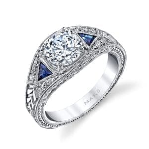 14586  Diamond Engagement Ring 0.30 Ct Dia, 0.24 Ct Saph.