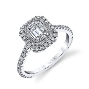 25169 Diamond Engagement Ring 0.53 Ct Rd, 0.20 Ct Em, 0.26 Ct Bg.