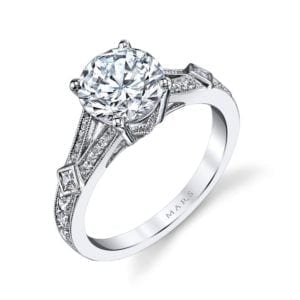 25913 Diamond Engagement Ring 0.13 Ct Pr, 0.28 Ct Rd.