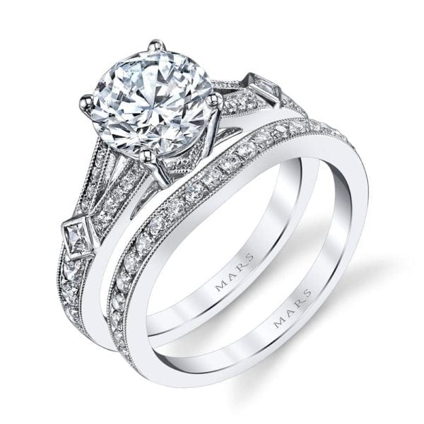 25913 Diamond Engagement Ring 0.13 Ct Pr, 0.28 Ct Rd.